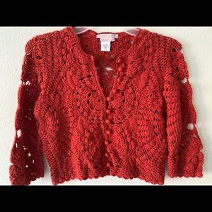 Max Azria crocheted crop cardigan, XS